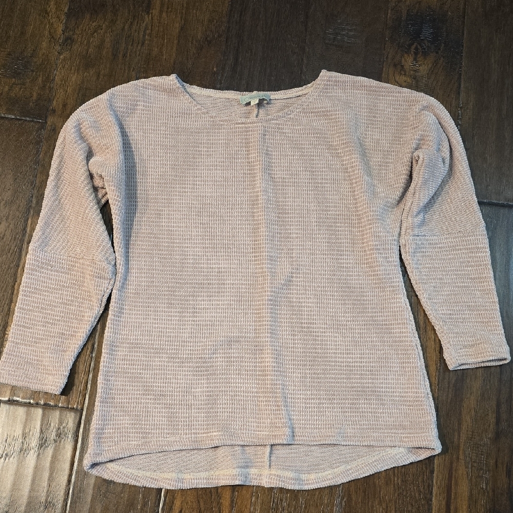Tan Waffle Knit Long Sleeve Top